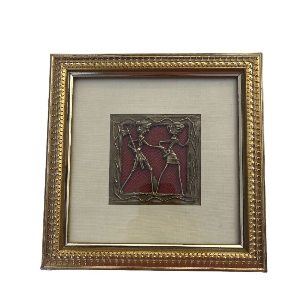 SHILP KATHA Dhokra tribe Art by Madhya Pradesh Frame‎ Brass “Walking Farmers”